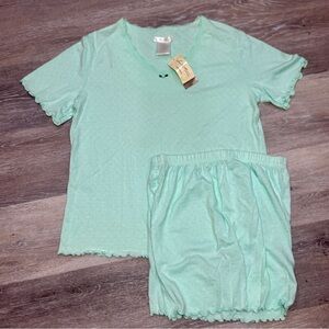 Secret Treasures Mint Green Pajama Set S (4/6) Scalloped Sleepwear Baby Dill
